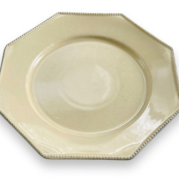 Costa Nova Fine Stoneware Pearl Cream Octagonal Beaded Rim 11” Dinner Plates (2) - Picture 7 of 14